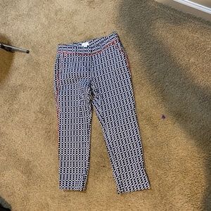Size 4 navy/ white capri pants with orange stripe
